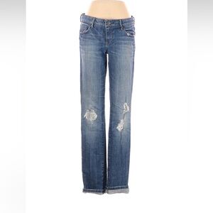 Sutters Y2K Low Rise Straight Leg Distressed Jeans Size 28 Medium Wash